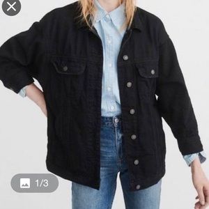 A&F • Oversized Black Girlfriend Denim Jacket